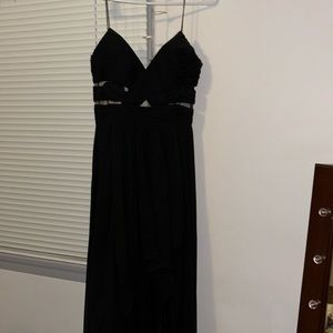 Black full length dress, S, worn once, skinny strap, prom